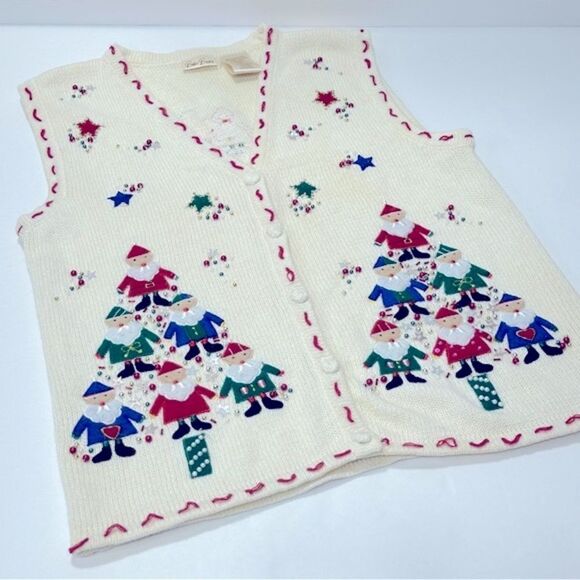 Bobbie Brooks Cotton Blend Christmas Sweater Vest Size Medium - Picture 2 of 15